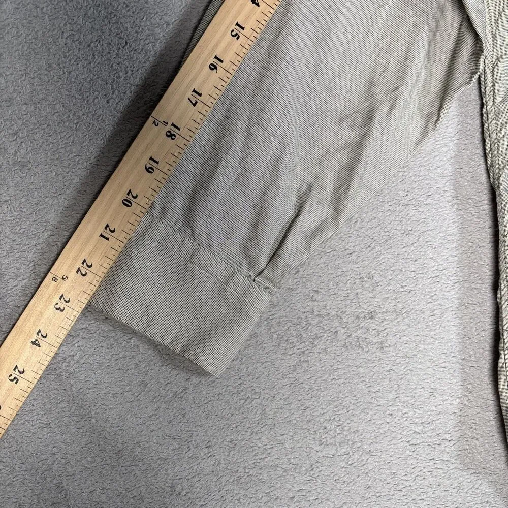 Gitman Brothers Shirt Men's Size 17 33 Button Up‎ Gray Check Plaid Made in USA